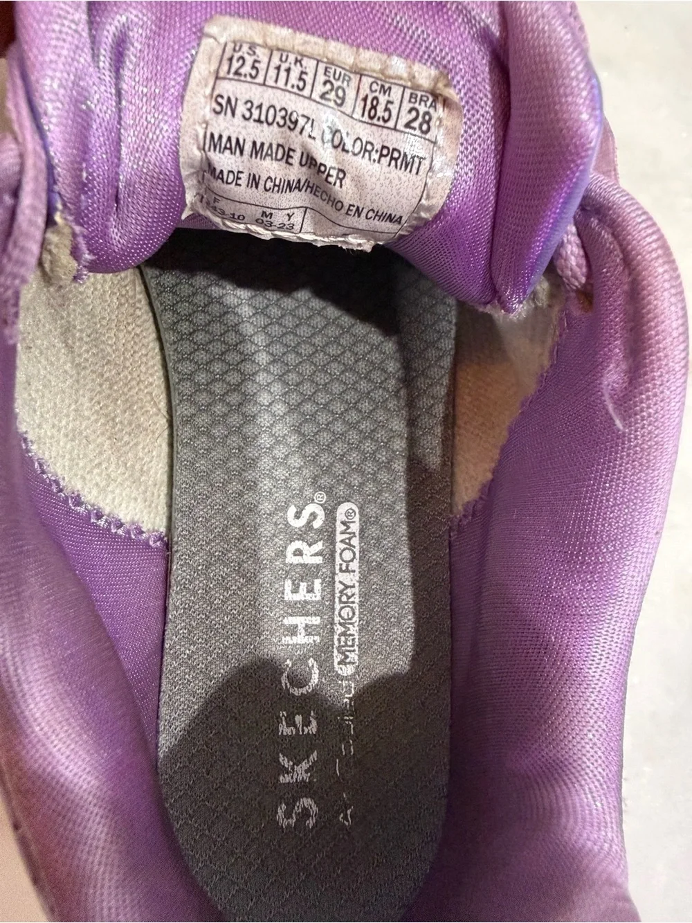 Size 12.5 Girls Skechers Uno Lite Metallic Shimmers Sneakers